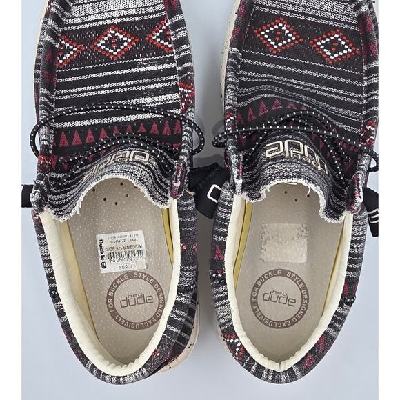 Hey Dude Mens Wally Funk Black Merlot Aztec Size 6 Rare Exclusive Travel Casual main image 12